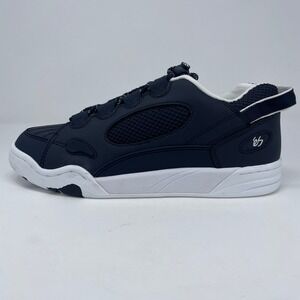 es Muska Mens 11.5 Navy White Leather Retro Classic Skate Shoes 90s Y2K New Box